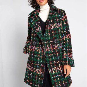 Anthropologie Multicolor Plaid Coat